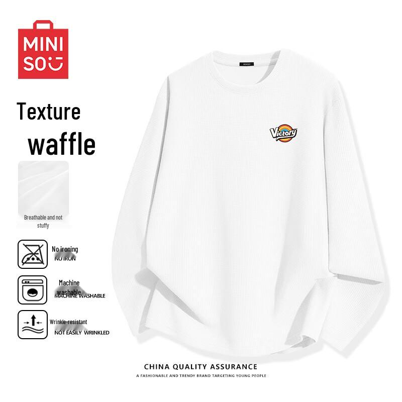 

MINISO Men s Vibe Style Waffle Knit Long Sleeve Shirt XL