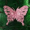 Christmas Butterflies Xmas Tree Ornaments Single Layer Gold Powder Glitter Artificial Flower DIY Crafts Christmas Tree Decor