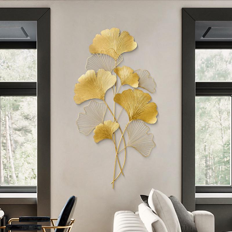 Ginkgo Leaf Iron Art Wall Hanging - 3D Metal Decor for Living Room Entrance