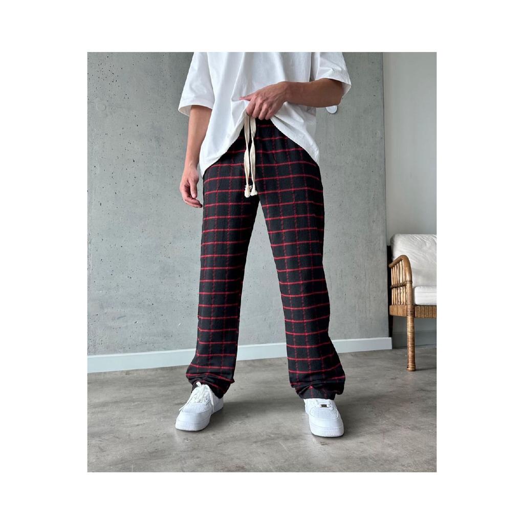 Unisex Red Black Plaid Pattern Pajama Boots Re7byk