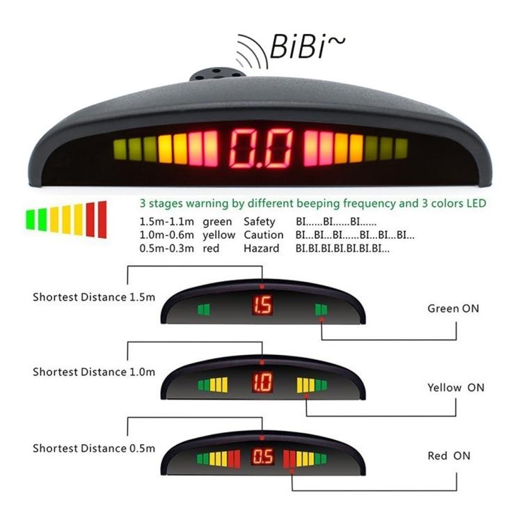 PZ-300-8 Auto-Parkplatz-Rückfahr-Summer LED-Monitor Parkwarnsystem mit 4*7m Frontsensoren und 4*2.5m Hecksensoren