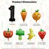 7Pcs Fruit Sensory 1st Birthday Party Decorations,Large 40" Black One Balloon for Dancing Fruit First Birthday Decorations,Cute Fruit & Vegetable