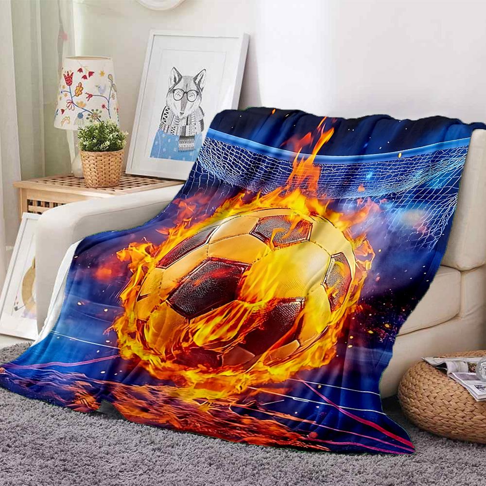 1pc Soccer Fireball Blanket, Lightweight Flannel Throw Blanket for Sofa, Bed, Travel, Camping, Living Room, Office, Couch, Chair, and Bed