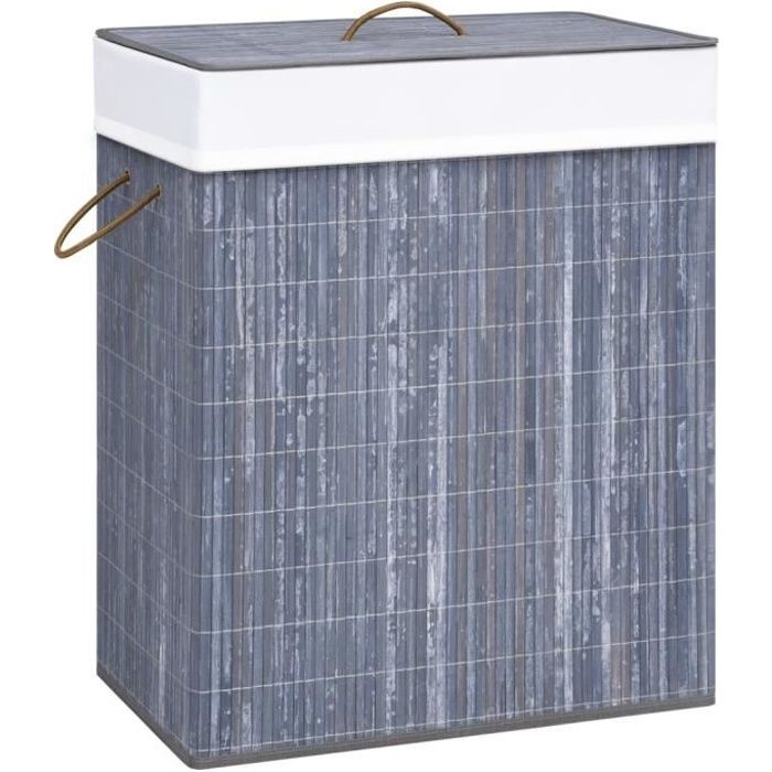 VidaXL Panier à linge avec une seule section bambou gris 83 L 320756