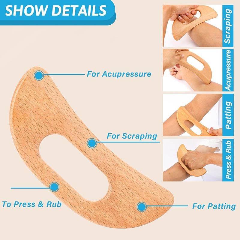 Tragbares hölzernes Gua Sha Brett Werkzeug für Körper Lymphdrainage Massagegerät Manueller Massageschaber für Rücken Arm Bein Muskelentspannung