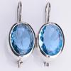 Jianjie 925 Silver Sea Blue Crystal Teardrop Earrings for Women