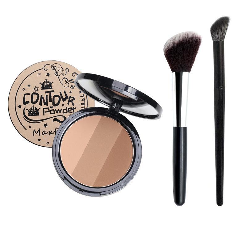 

Трехцветный контурный диск MaxfineE: Нежные румяна, матовые тени для носа, осветляющая пудра-хайлайтер. Идеально подходит для новичков. contouring brush коричневый