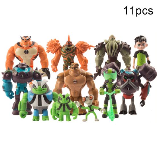 11Pcs Ben 10 Heatblast Humongousaur Rath PVC Action Figures Model Kids Toy Gift
