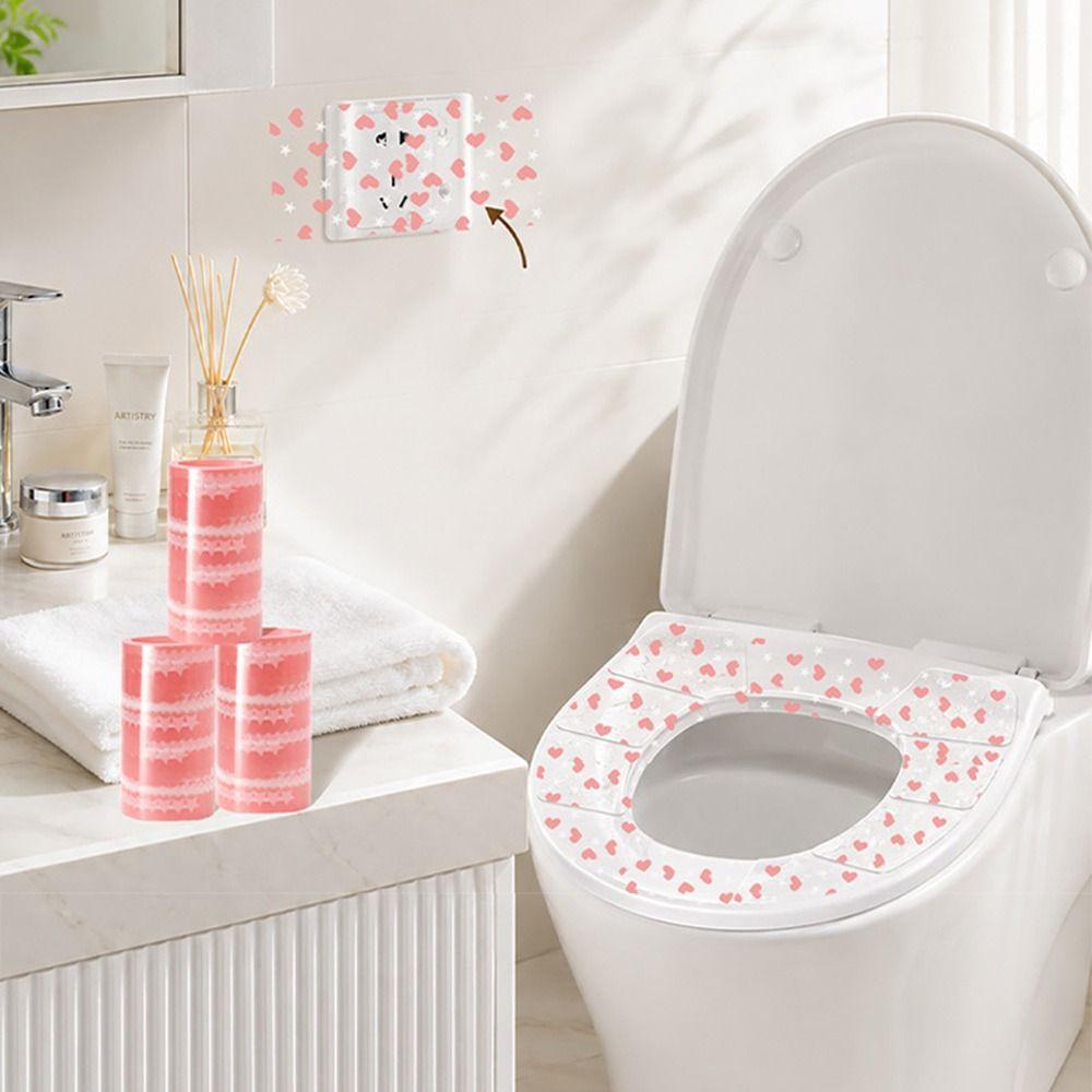 Portable Disposable Toilet Cover Heart Shaped Seat Protector Toilet Cover Sticker  Hotel Bathroom