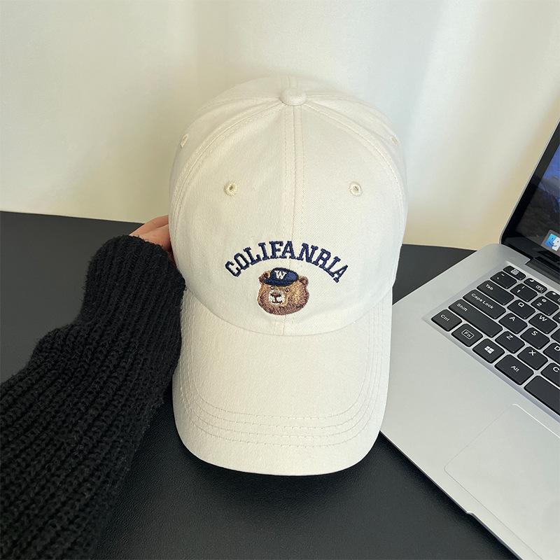 Cute Bear Baseball Cap Male Big Head Circumference Student Versatile Cap Spring and Summer Face Small Sun Protection Visor