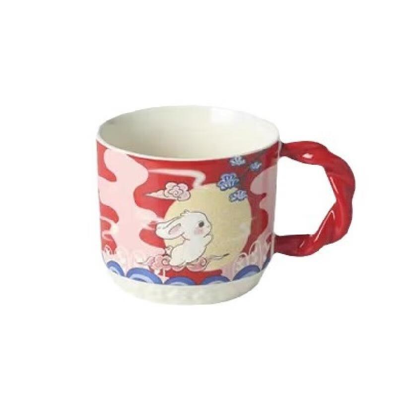 Shangqi Red Rabbit Moon-Gazing Ceramic Mug