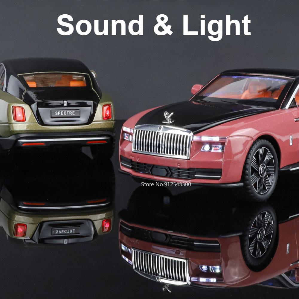 1:24 Rolls-Royce Spectre Streets Car Model Toy Sound Light Shock Absorption Starry Sky Top Vehicle Models Desktop Ornaments Gift