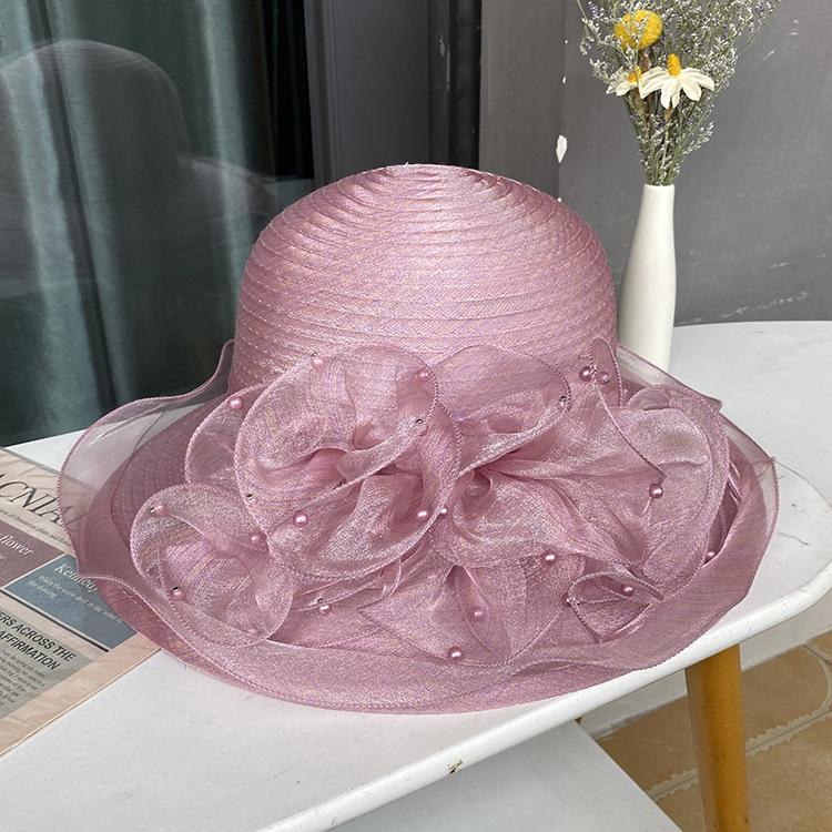 Eugen yarn large flowerpot hat women's fashion mesh visor summer breathable travel sun protection beach hat