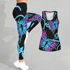 Butterfly Print Yoga Outfit for Women Fashion Workout Leggings Fitness Sports Casual Yoga Set Sports Suit