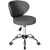 Rolling Stool PU Massage Stool With Adjustable Height 73 88 Cm And Backrest 360 Degree Swivel Gray