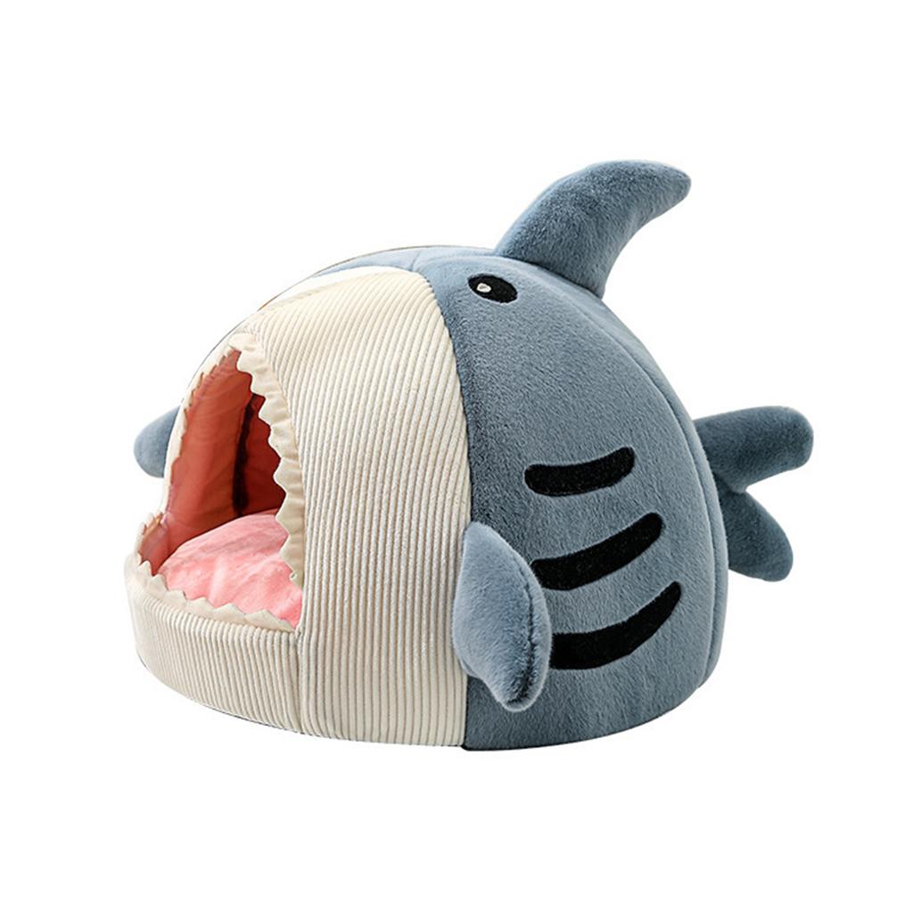 Warm Cats Bed Cave House for Indoor Cats Self-Warming Beds Cute Shark Shape Tent for Small Dog Non Slip Bottom