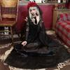 Milky Time Halloween Cosplay Zombie Vampire Ghost Costume with Rose Bride, Cute and Sexy Zombie Bride Long Black Hair (M)