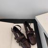Soft leather version! Retro inner height increase shallow mouth Mary Jane shoes women's design sense cross belt buckle versatile casual single shoes