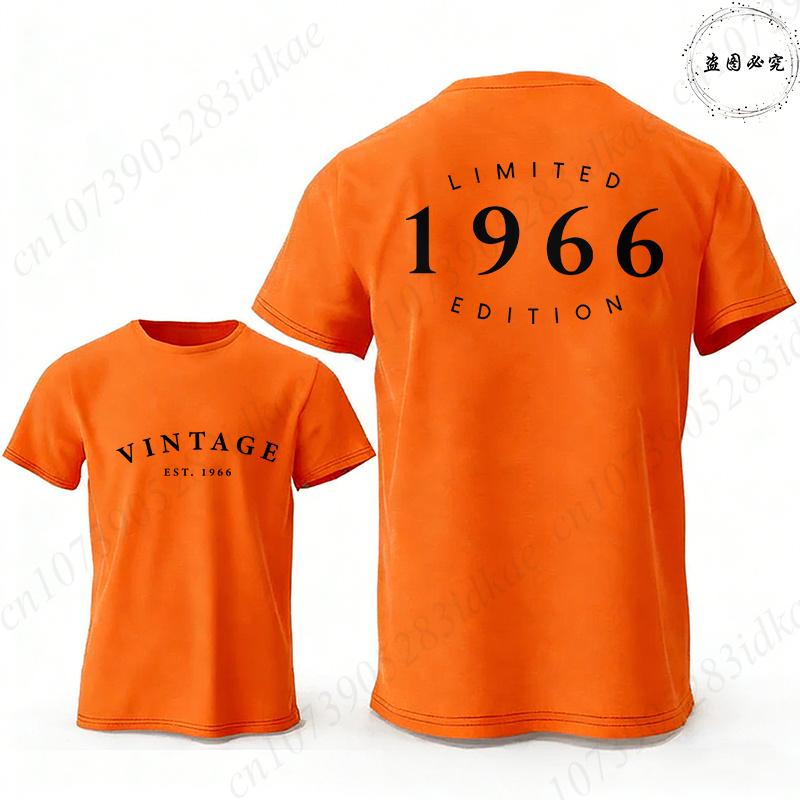 Vintage Est 1966 Limited Edition 60th Birthday Tees Mens Oversized O Neck Short Sleeve Tshirts Fashion Graphic Male Clothing