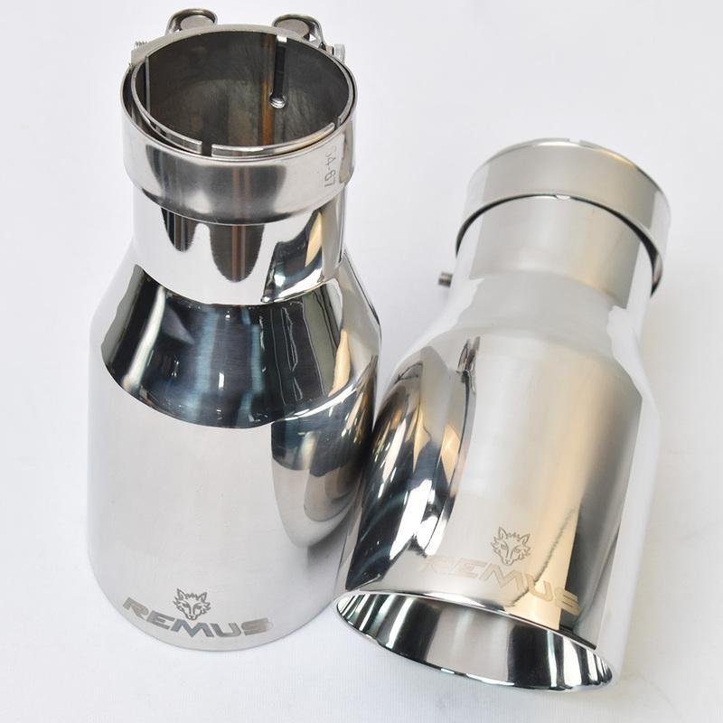 RE 1PCS Exhaust Tip 2.5 Inch Inlet 4 Inch Outlet 7.5" Long 304 Stainless Steel Slant Mouth Double-layer Exhaust Tailpipe Tip Do