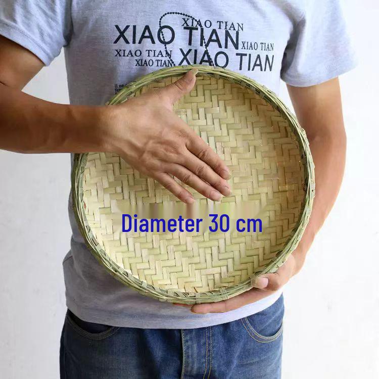 Bamboo Household Winnowing Basket: Perforated & Non-Perforated Bamboo Sieve, Handmade Woven Tray for Dried Goods & Sun-drying Decor