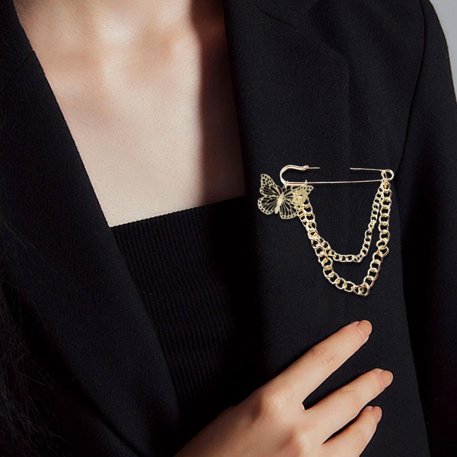 

Женская модная металлическая брошь-цепочка в форме бабочки, женская модная брошь в тон одежде One Size золотой
