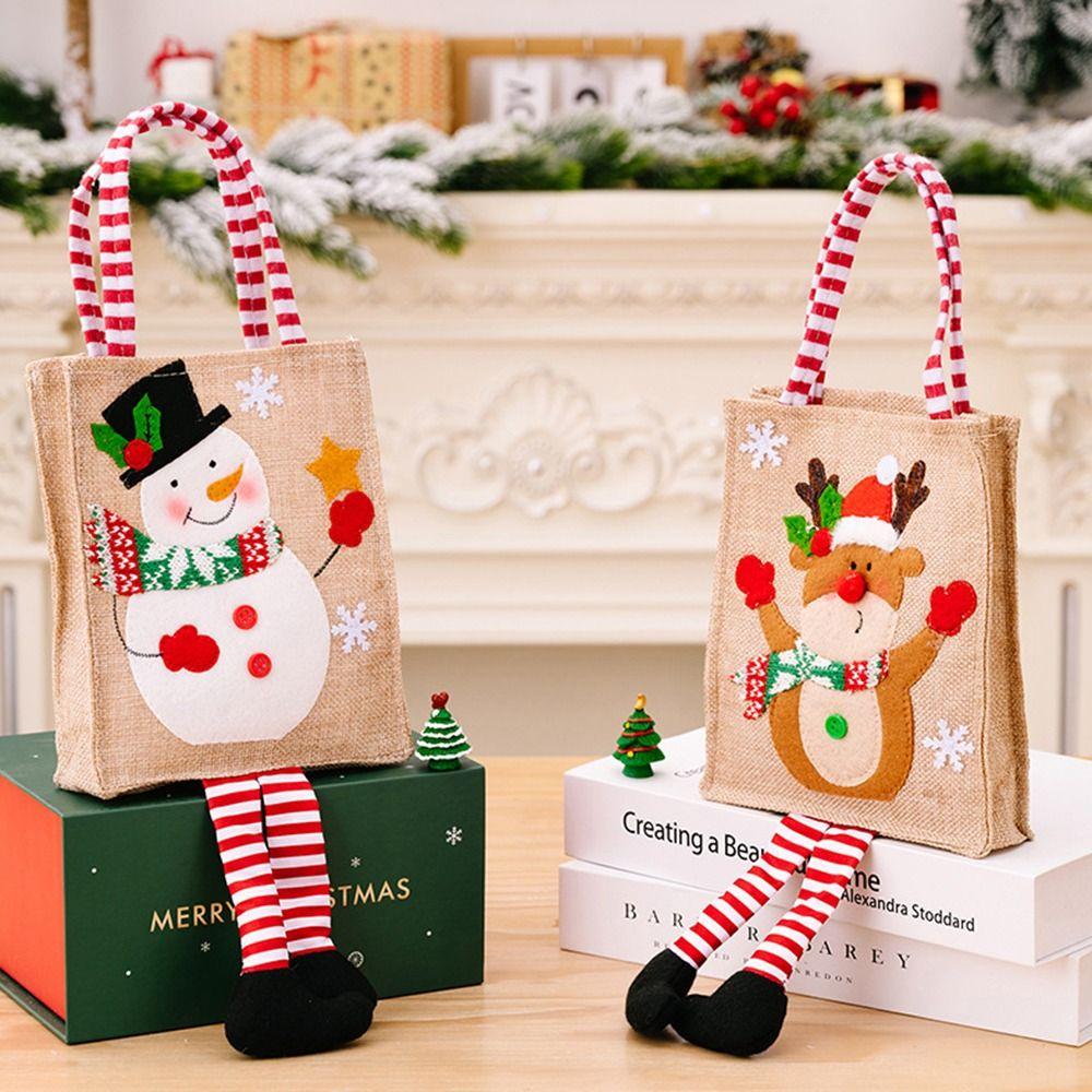 Sacks Linen Xmas Tree Party Packaging Pouch Wrapping Pouch Christmas Tote Bag Gift Bags Goodie Bags