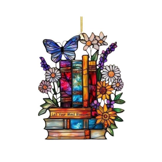 Platta akrylhänge med djur, färgglada solfångare för fönsterhänge, julgranspynt, trädgårdsdekoration, handgjord present till fjärilsälskare