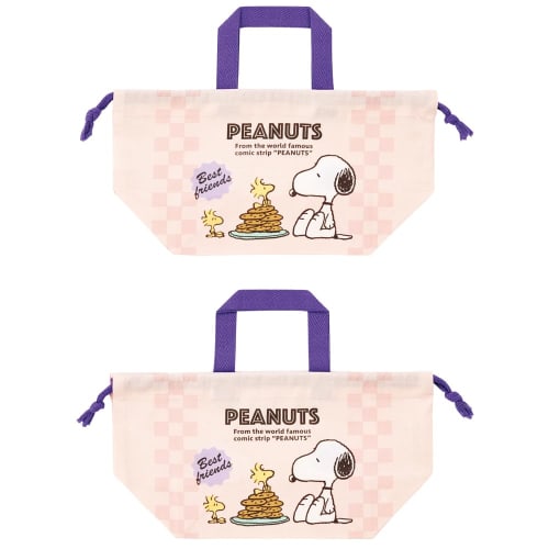 Skater Children's Lunch Box Drawstring Bag Snoopy 80s Cafe Made In Japan KB7-A