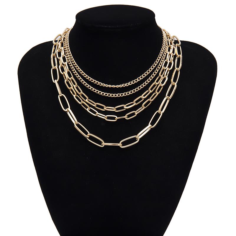 Multilayer  Women Lady Alloy Clavicle Choker Necklace Charm Chain Jewelry