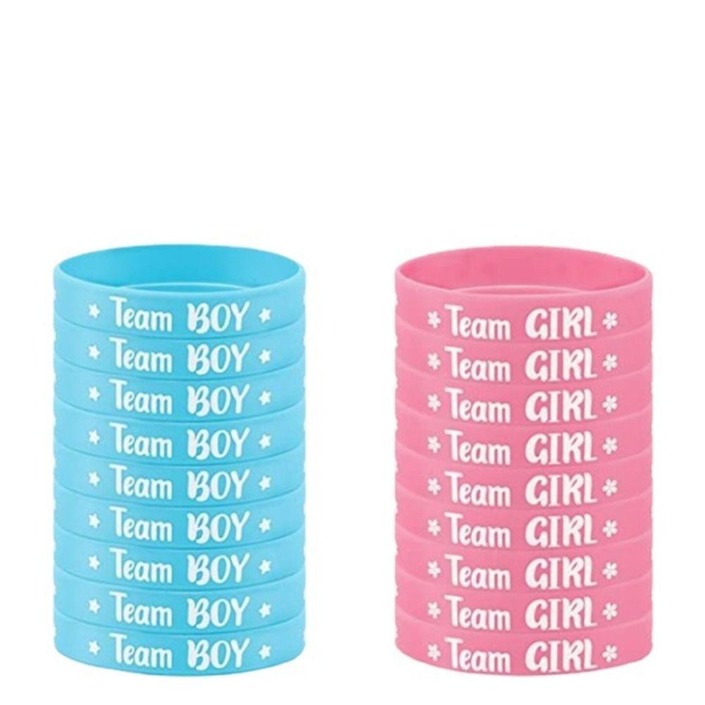 20pcs Durable Boy or Girl Gender Reveal Bracelets Team Boy Girl Wristband  Baby Shower Decoration