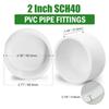 24Pcs Multipurpose SCH40 PVC End Caps for 3/4 Inch 1 Inch 1 1/4 Inch 2 Inch Pipes Sturdy Pipe Cover Accessories