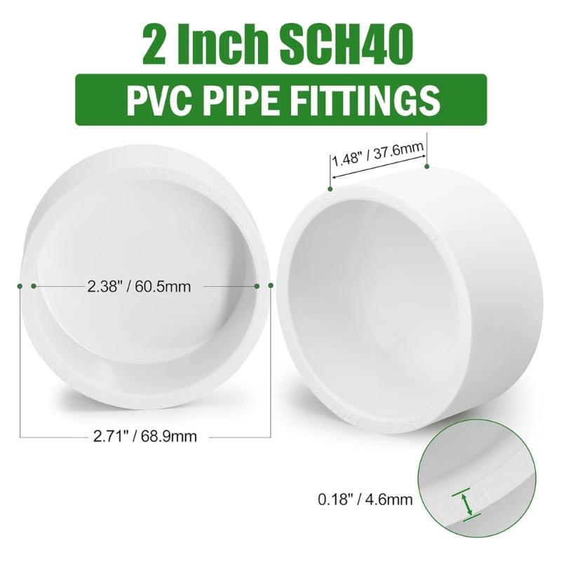 24Pcs Multipurpose SCH40 PVC End Caps for 3/4 Inch 1 Inch 1 1/4 Inch 2 Inch Pipes Sturdy Pipe Cover Accessories