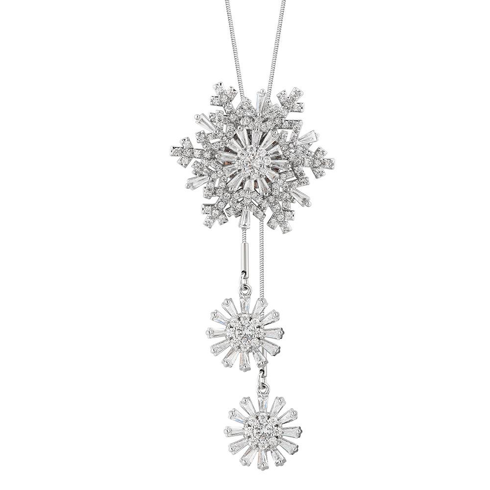 Autumn And Winter Snowflake Sweater Chain Rotating Tassel Long Temperament Necklace Women'S Versatile Clothing Rotating Snowflake