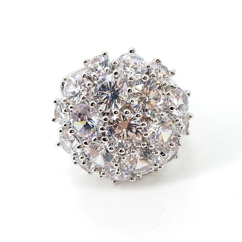 Exaggerated Personality Flower Full Diamond Ring Index Finger Femininity Trendy Ring Atmospheric Ring