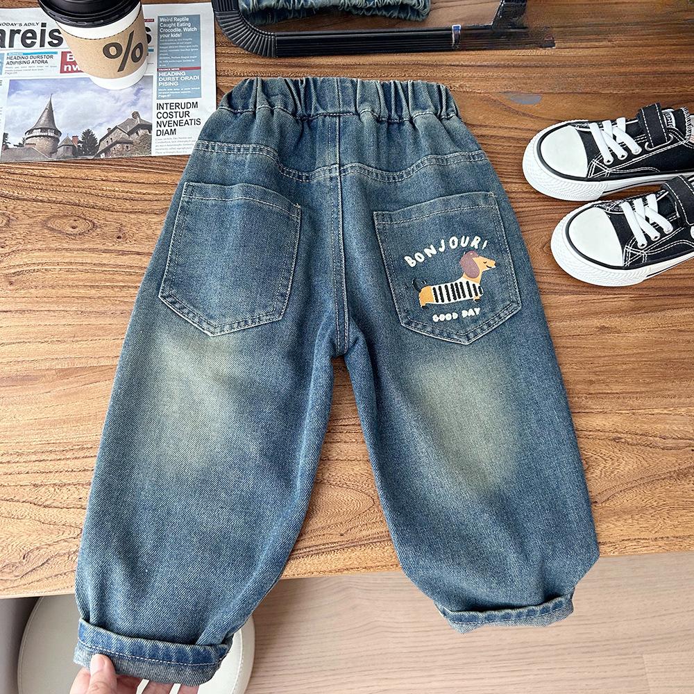 Pantaloni per bambini Jeans larghi per bambini grandi Primavera e autunno Jeans per bambini piccoli Jeans con cartoni animati