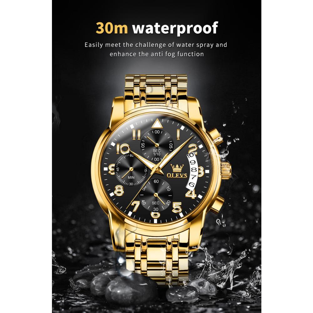 OLEVS New Business and Leisure Watch Multifunction Chronograph with Calendar Quartz Watch Waterproof Luminous Men's Watch