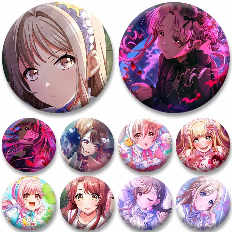 Cute Cartoon Girls Miyu Haruna Cosplay Badges Music Game D4DJ Rika Hayate Soft Button Pin Jewelry Brooch Accessories for Hat Bag