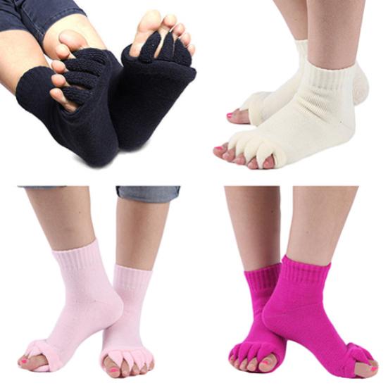 1 Pair Yoga GYM Massage Five Toe Separator Socks Foot Alignment Pain Relief