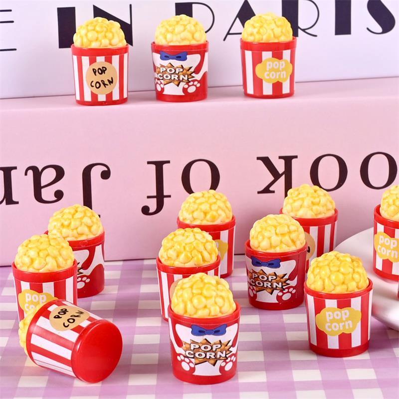 10Pcs Dollhouse Miniature Simulation Popcorn Bucket Model Micro Landscape Ornaments Doll House Accessories Kids Pretend Toy Gift