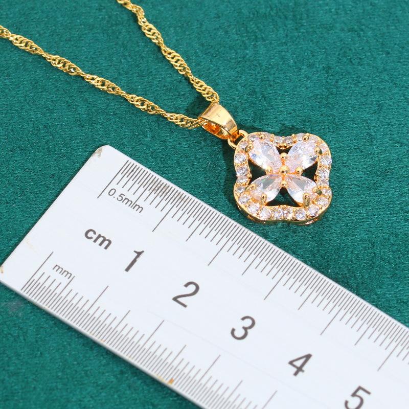Europe and The United States Hot Zircon Bracelet Necklace Earrings Fashion Full Diamond Jewelry Set