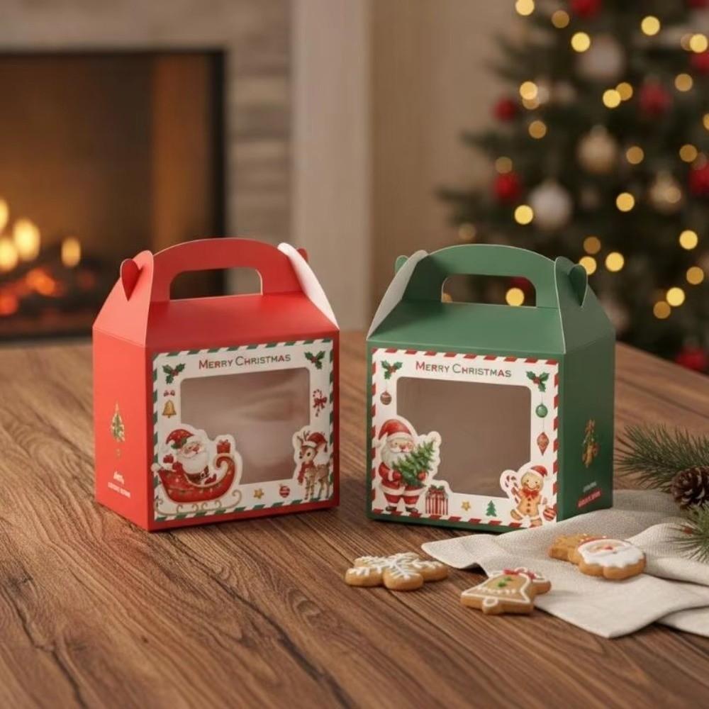 5pcs Clear Window Christmas Gift Box Christmas Gift Wrapping Box  For Christmas Parties Gift