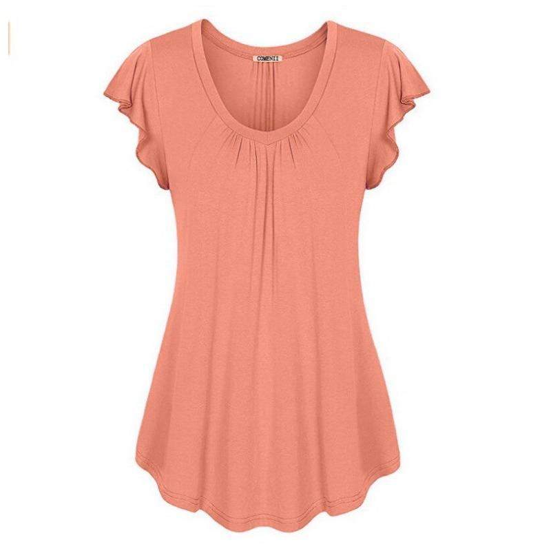 GMXIA Summer Women's Solid Colour Ruffle Sleeve Short Sleeve Dresses