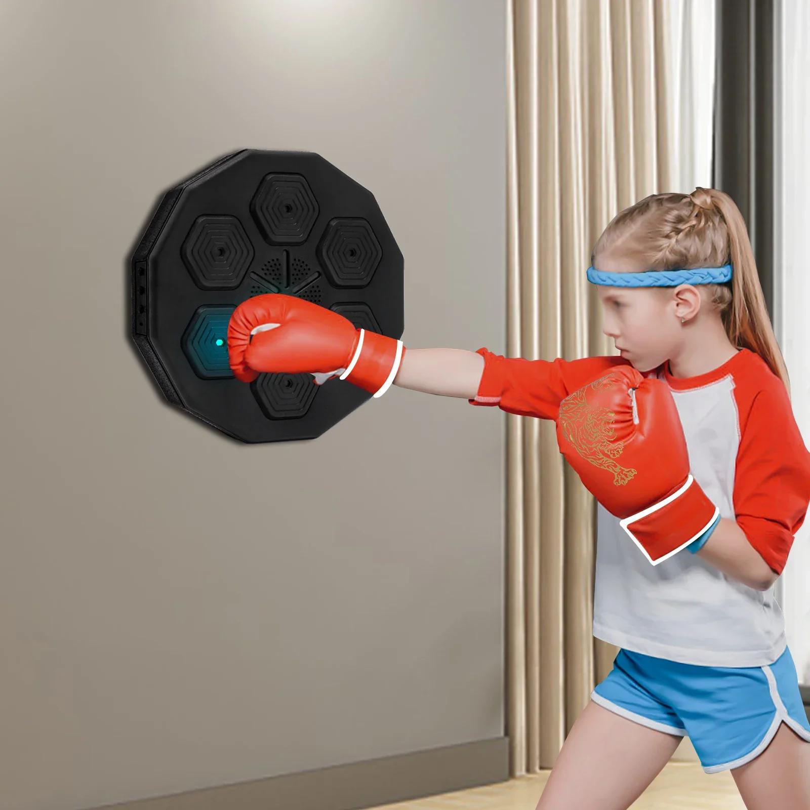 Black Intelligent Music Boxing Training Target, Wall Mounted LED Light Boxing Equipment for Taekwondo, Karate, Home Gym Training