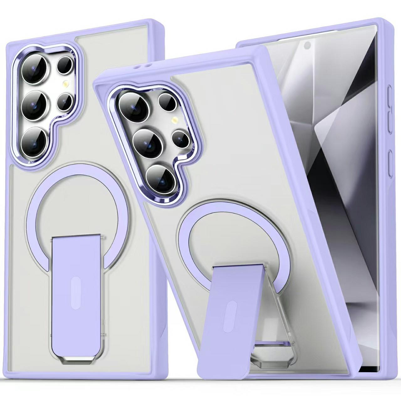 

For Samsung Galaxy S23 Ultra Case Compatible with MagSafe PC+TPU Phone Cover with Kickstand Light Purple