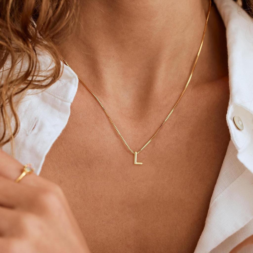 Initial Necklaces for Women Trendy, 14K Gold Plated Dainty A-Z Letter Pendant Necklaces Cute Personalized Name Necklace Non Tarnish Fashion