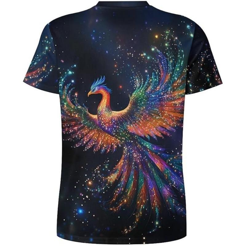 Beautiful Phoenixes Mens T-Shirts Casual Workout Shirts Athletic Short Sleeve Tee Tops Gym Shirts