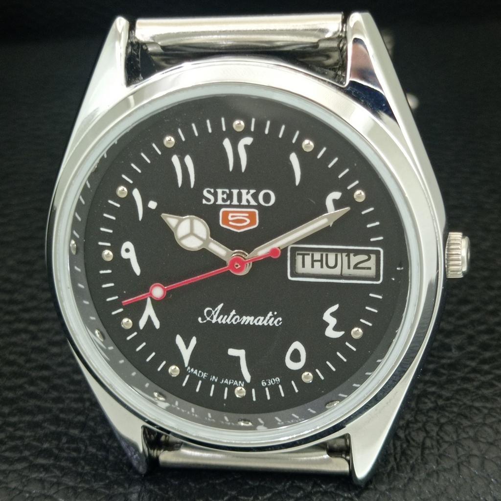 AUTOMATIC VINTAGE REFURBISHED SEIKO 5 6309A JAPAN MENS BLACK WATCH a442419-1