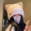 Comfortable Plush Beanie Hat Polyester Warm Knit Cap Ins Style Cat Ear Hat  Women