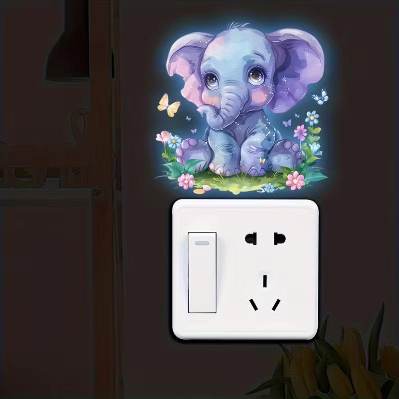 Glow-in-the-Dark Switch Stickers Penguins Elephants Design Self-Adhesive Removable Wall Stickers Suitable For Switches & Outlets